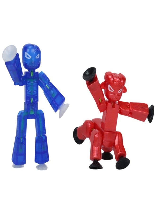 Zing StikBot Dual Pack - Includes 2 StikBots - Collectible Action Figures, Stop Motion Animation, Ages 4 and Up (Indigo Clear Blue (Grim) + Red Chrome (Kyron)) - Image 1